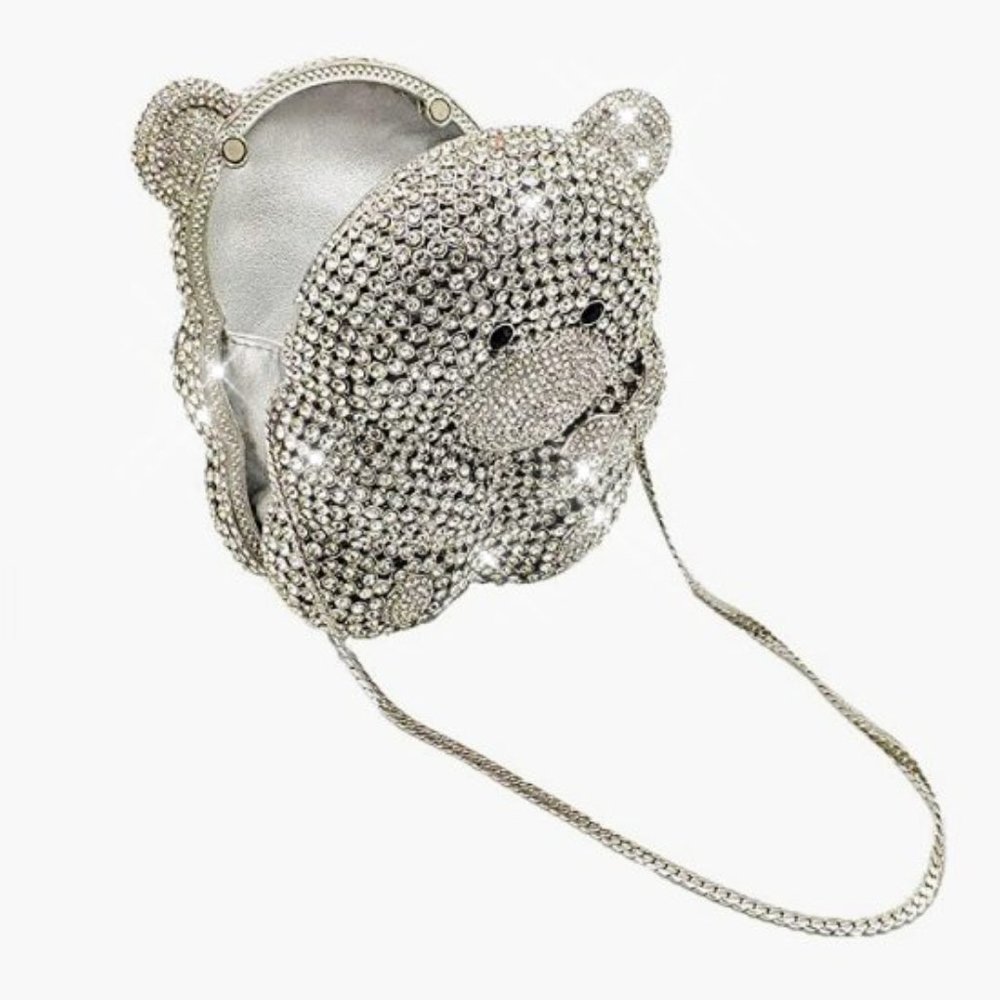 NEW Sparkling Bling Crystal Rhinestone Panda Bear Bag Clutch Purse +Gift - Picture 12 of 16